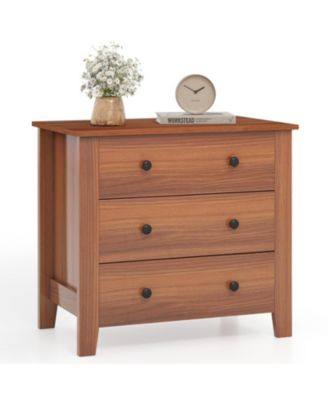 3-Drawer Chest Dresser with Raised Base for Bedroom