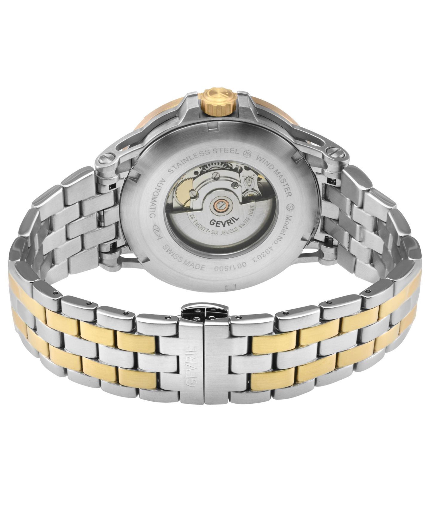 Мужские часы Gevril Wind master Swiss Automatic Two toned SS Ipyg Bracelet Watch — фото 2
