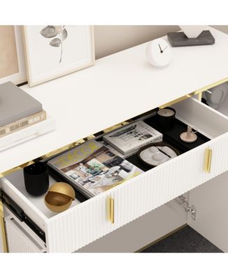 Dresser with 4 Doors and Deep Drawer, Side Cabinet for Bedroom, Living Room