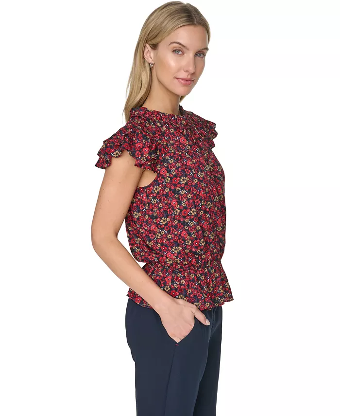 Women's Peplum Flutter-Sleeve Pull-On Blouse - thumbnail 3