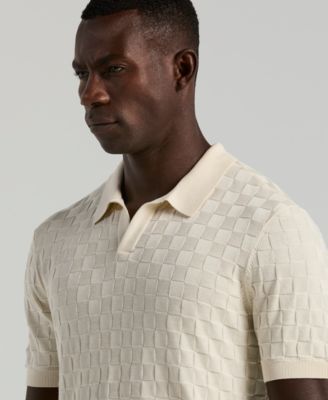 Men's Checker Texture Open Polo Sweater