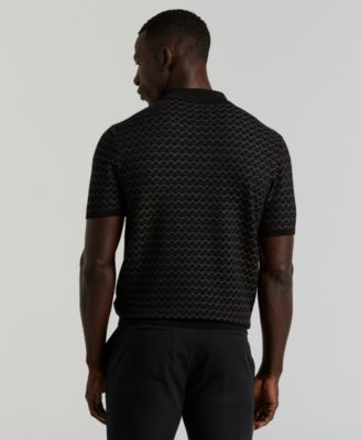 Men's Geo Jacquard Short Sleeve Polo Sweater