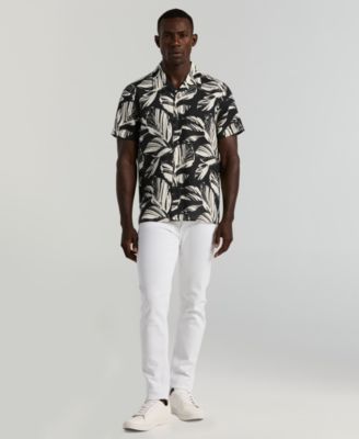 Men's Leaf Print Camp Collar Shirt