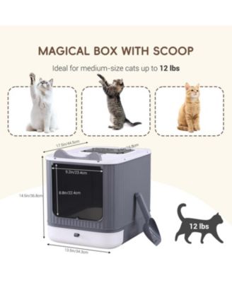 Upgraded Fully Enclosed Cat Litter Box With Lid Drawer 3 Modes Easy Clean Anti-splashing For Kitten To Adult