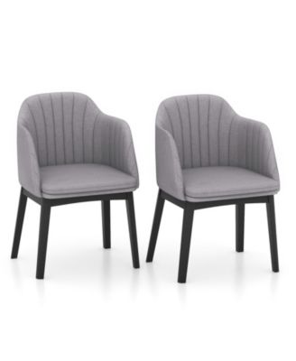 Velvet Upholstered Dining Chair Set of 2 with Curved Backrest