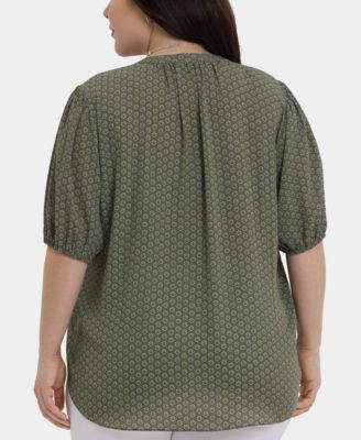 Plus Size Short-Puff-Sleeved Popover Top