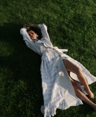 Women's Spread Collar Tulle Trench Coat