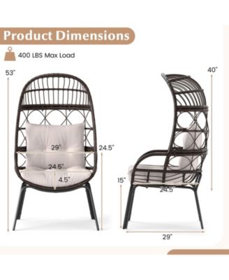 Patio Wicker Egg Chair with Rattan Frame and Seat Cushions