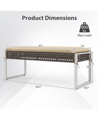 43 in Patio Rectangular Ottoman with Metal Legs and Cushion