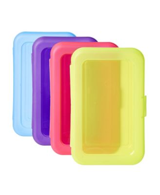 Large Pencil Cases Plastic Storage Organizer School Supply Box Student Office Classroom Supplies 4-Pack
