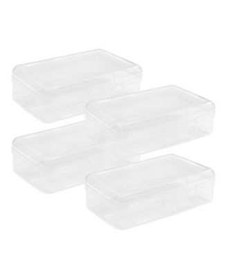 4-pack Clear Plastic Pencil Box Stackable School Supply Case