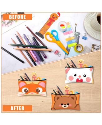 Cute Animal Zipper Pencil Case Canvas Pen Bag Organizer