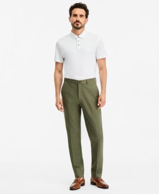 mens olive green dress pants Twillory Men's Performance - - Trim Fit, Wrinkle-Resistant, 4-Way Stretch Our Green Dress Pant is lovely Men's Green Pants | Macy's