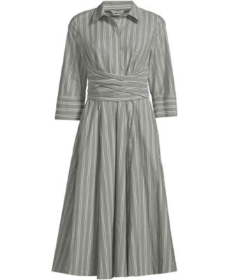 Women's Poplin Midi Wrap Front Dress