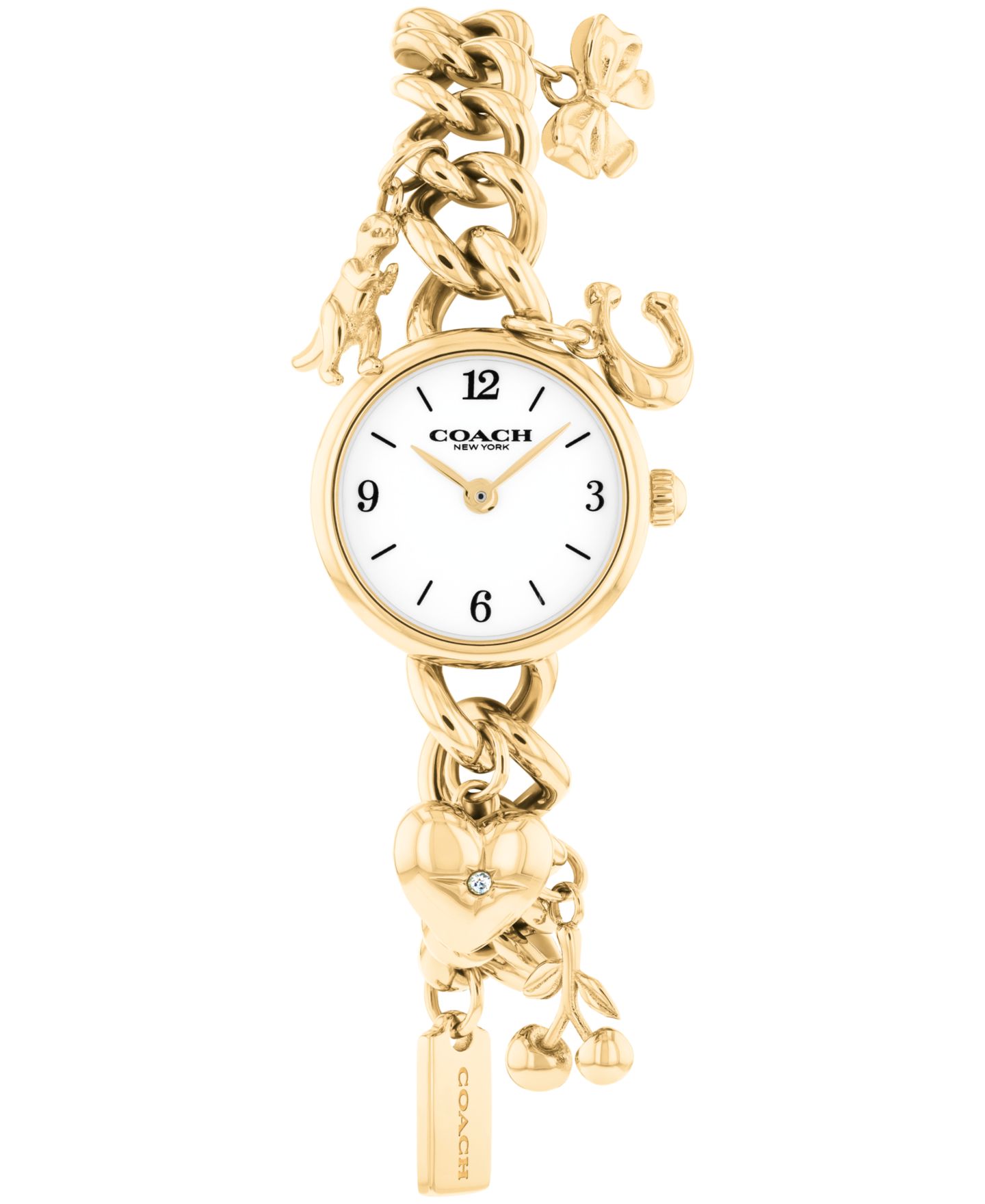 Женские часы COACH Iris Gold-Tone Stainless Steel Charm Bracelet Watch 22.5mm — фото 1