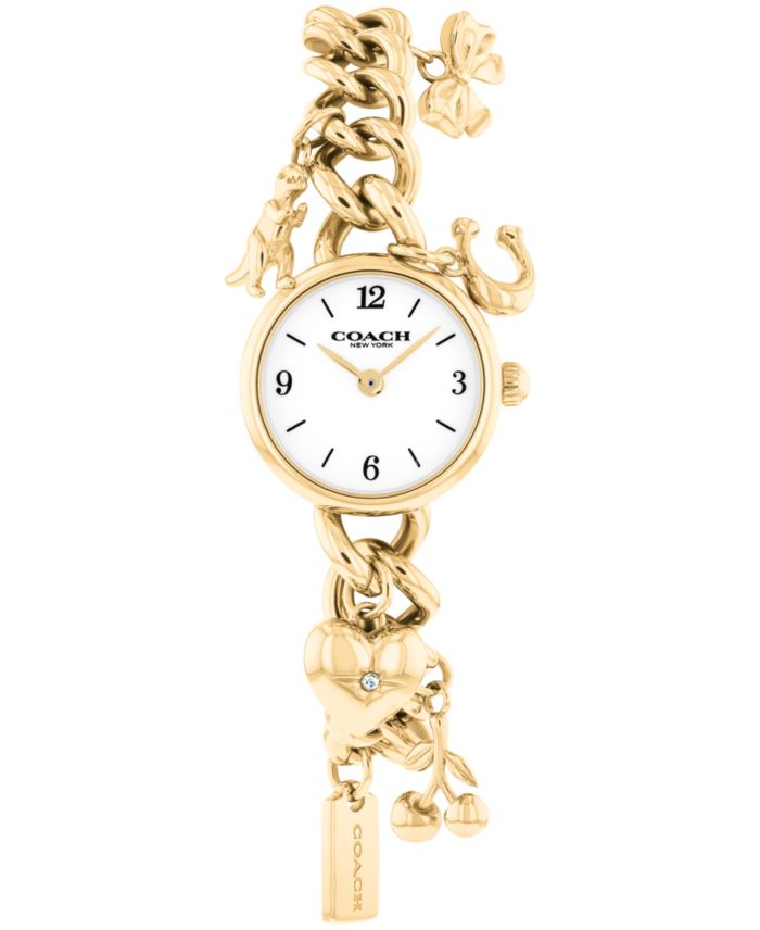 COACH Women's Iris Gold-Tone Stainless Steel Charm Bracelet Watch 22.5mm