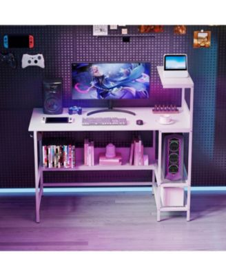 Computer Desk 48 Inch with Power Ports and Storage Organizer