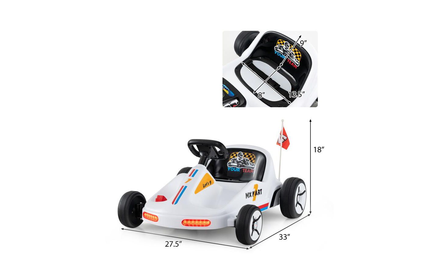Детская игрушка HONGGE 12V Electric Go Kart with Remote Control and LED Lights, Ages 3+, цвет: Белый — фото 3