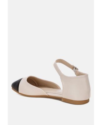 Womens Clevea Dual Tone Pin Buckle Ballet Flats