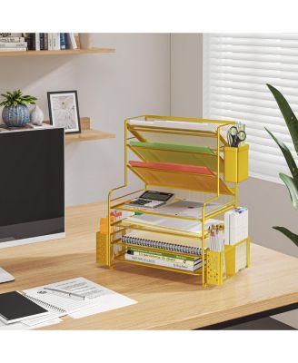 7 Tier Desk File Organizer Letter Tray Pen Holder Hanging Basket