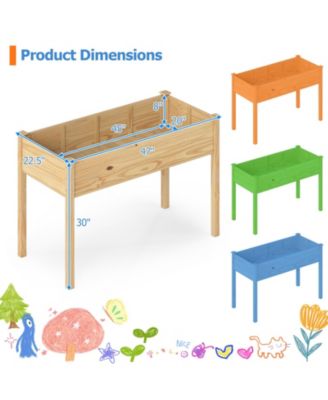 Wooden Raised Garden Bed w/Legs Liner Drainage Holes Large Planter Box for Herb