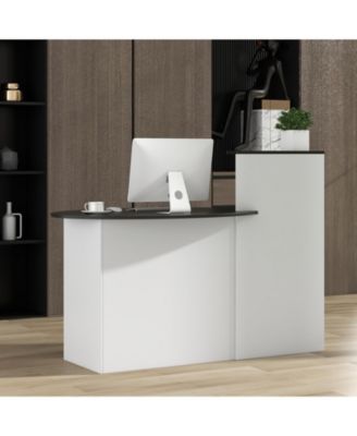 Modern Reception Front Desk with Oval Tabletop Counter
