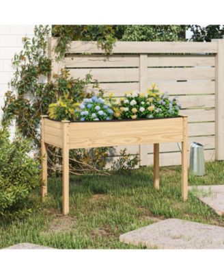 2PCS Wooden Raised Garden Bed w/Legs Liner Drainage Holes Large Planter Box