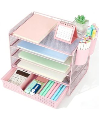Desk Organizer 5-Tier Letter Tray Drawer Pen Holders File Storage
