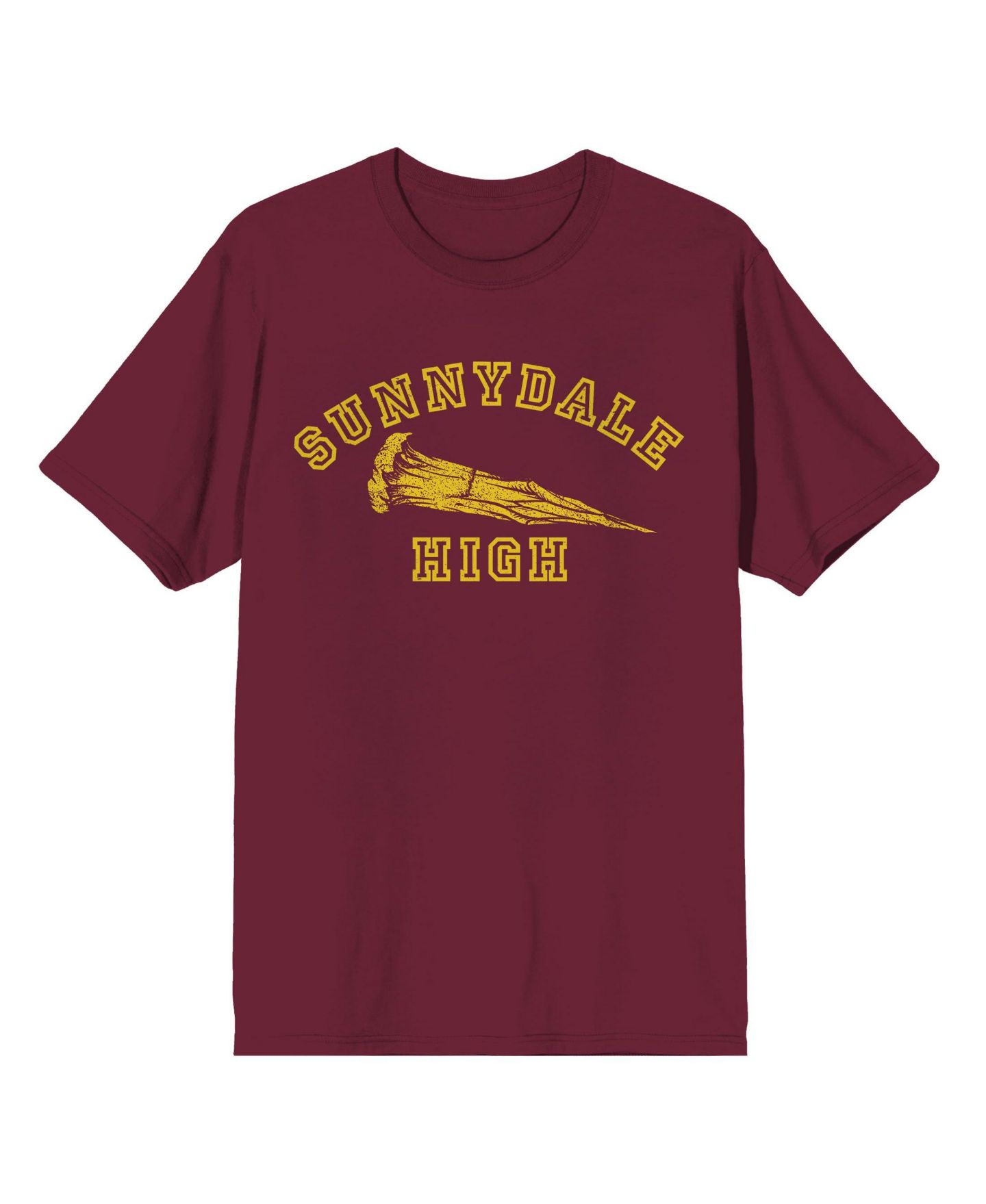 Мужской топ Buffy The Vampire Slayer Sunnydale High Adult Crew Neck Short Sleeve, цвет: Тёмно-бордовый — фото 1