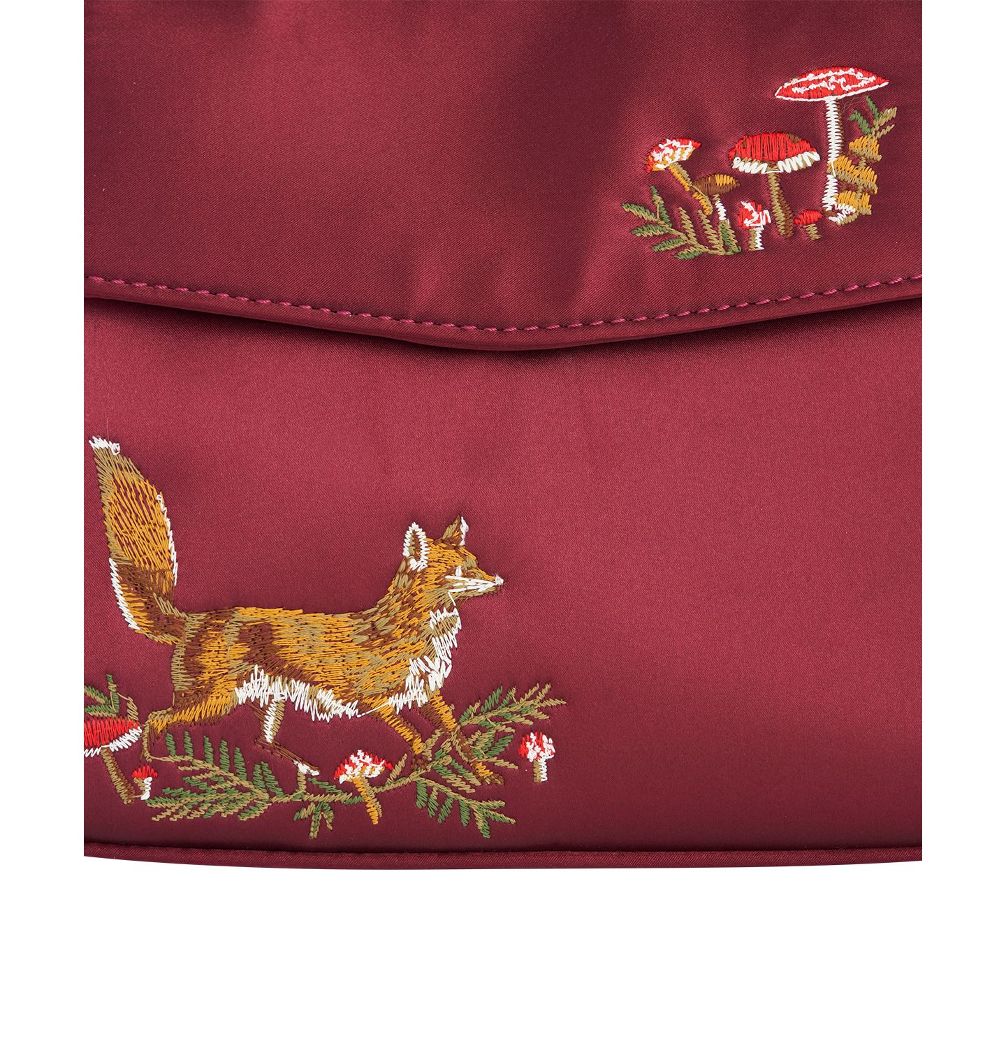 Женская сумка Fable England Fox and Mushroom Embroidered Satin Tote, цвет: Красный — фото 3