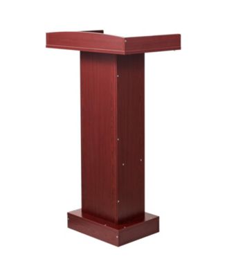 Podium Stand, 41" Wooden Lectern, Laptop Desk with Storage Shelf, Elegant
