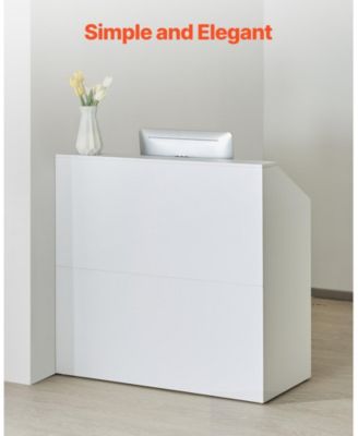Reception Desk, 46 Inch Rectangular Front Counter Table for Office and Retail Use