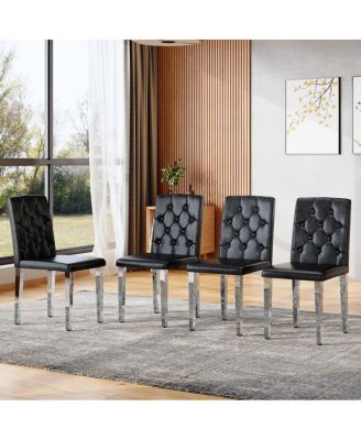 Elegant PU Dining Chair with Ergonomic Buckle Backrest