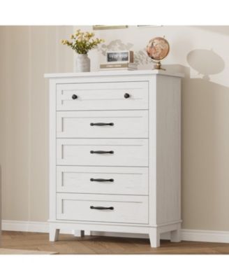 5 Dresser for Bedroom, Tall Vertical Drawer Dresser with Large Storage, Freestanding Wooden Closet Chest for Bedroom, Living Room