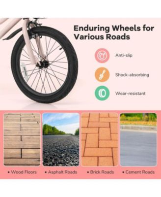 18 Inch Kids Bike with Basket and Adjustable Handlebar-4-8 Years