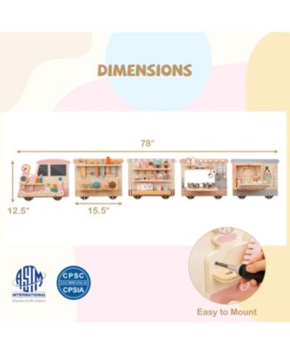 Wooden Sensory Wall Panel with Vanity & Toolbox, Fun Interactive Play for Kids