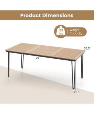 79'' Outdoor Dining Table 8-Person Table w/ 1.9'' Umbrella Hole Patio