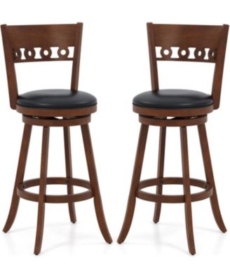 4PCS 30.5'' Bar Height Chairs Swivel Bar Stools w/ Rubber Wood Frame