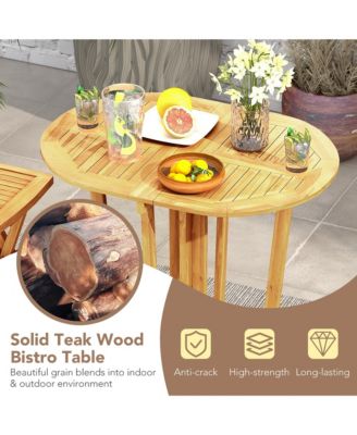 Outdoor Folding Bar Table w/ Oval Tabletop and Cross Base for Patio