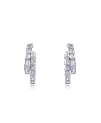 CZ Snake Hoop Earrings Sterling Silver