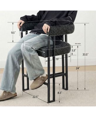 Upholstered Counter Height Stool with Arms, Metal Frame 1 Pc