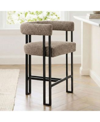 Upholstered Counter Height Stool with Arms, Metal Frame 1 Pc
