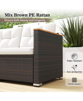3-Seat Outdoor Wicker Patio Sofa with Deep Seating Cushions