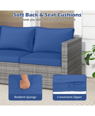 3-Piece Modular Patio Sectional Sofa Set with Removable Cushions