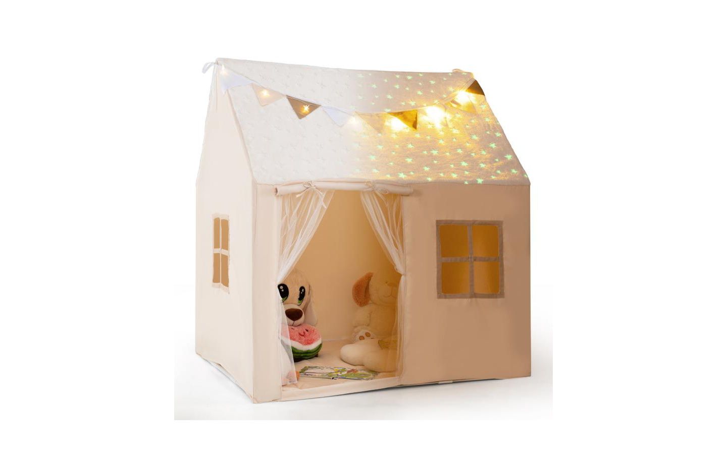Детская игрушка HONGGE Glow-in-the-Dark Stars Play Tent with Mat, Ages 3+, цвет: Бежевый — фото 2