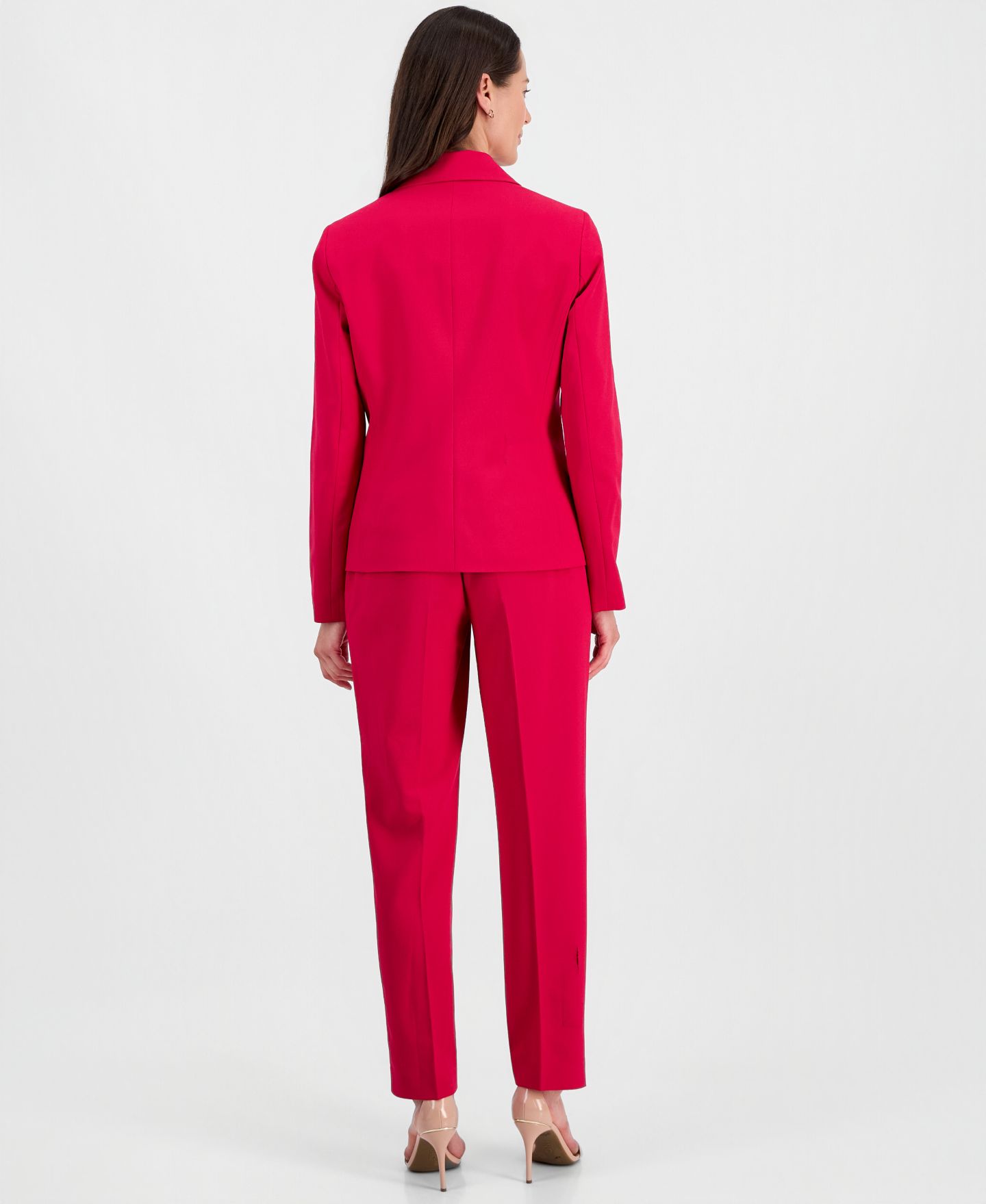 Женские брюки Le Suit One-Button Notch-Collar Jacket & Fly-Front Slim Pants Suit, цвет: Dark Azalea — фото 2