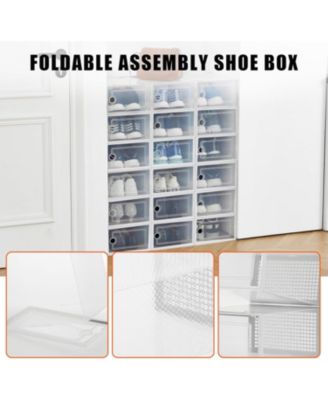 18 Pack Clear Shoe Storage Boxes with Front Doors