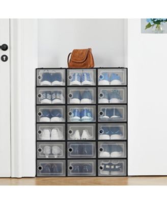 18 Pack Clear Shoe Storage Boxes with Front Doors