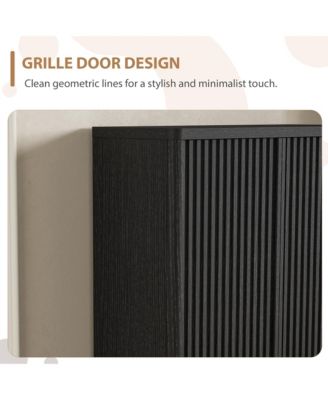 31.5 Shoe Cabinet with Fluted Door and Adjustable Shelves, Narrow Entryway Storage