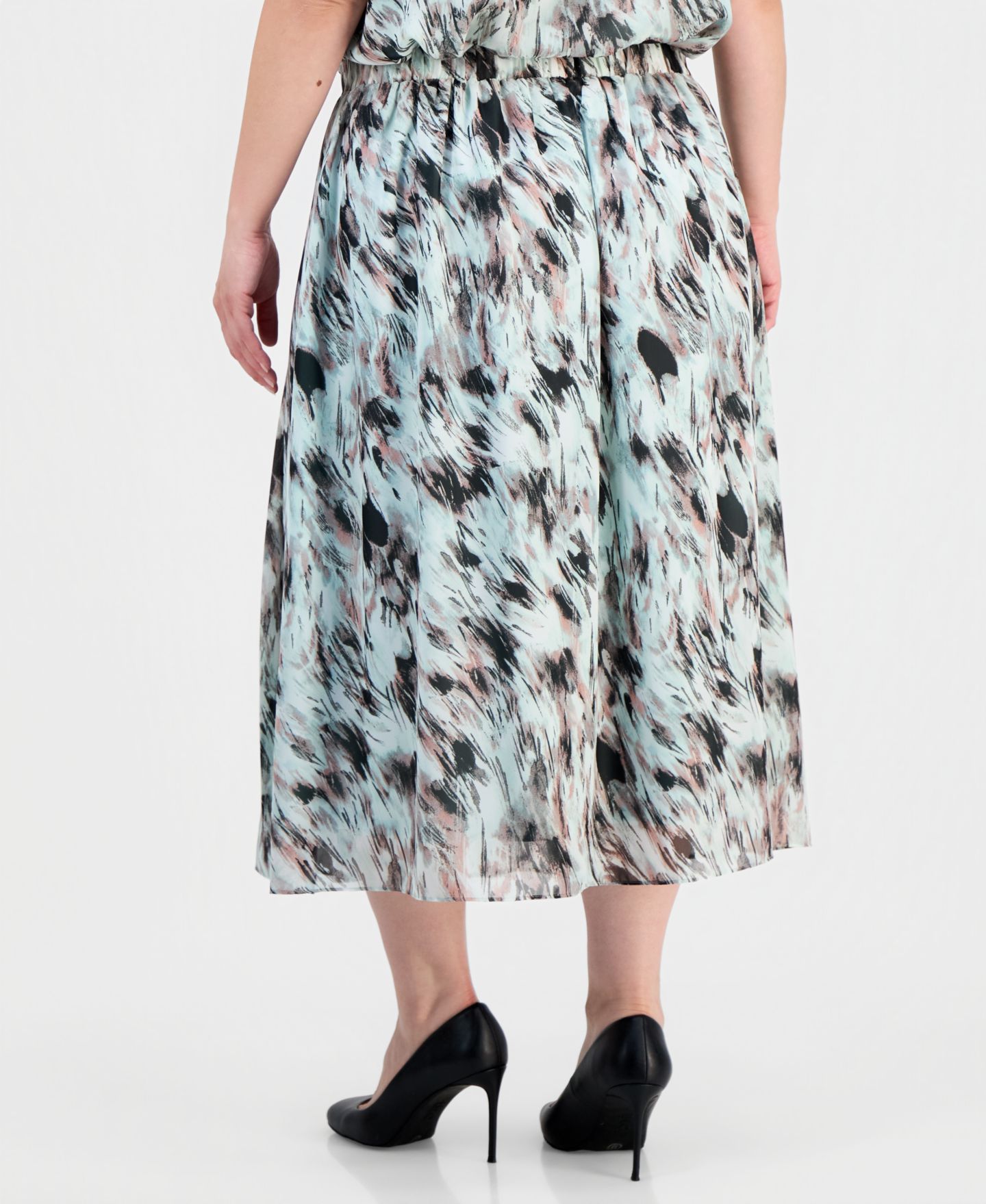 Женская юбка Kasper Plus Size Printed Pull-On Midi, цвет: Морской разноцветный — фото 4